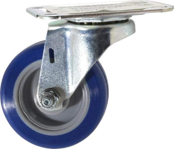 E.R. Wagner - 3" Diam x 1" Wide x 3-3/4" OAH Top Plate Mount Swivel Caster - Polyurethane, 125 Lb Capacity, Plain Bearing, 2-3/4 x 3-3/4" Plate - Americas Industrial Supply