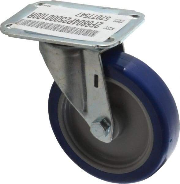 E.R. Wagner - 4" Diam x 1" Wide x 4-13/16" OAH Top Plate Mount Swivel Caster - Polyurethane, 140 Lb Capacity, Plain Bearing, 2-3/4 x 3-3/4" Plate - Americas Industrial Supply