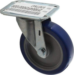 E.R. Wagner - 4" Diam x 1" Wide x 4-13/16" OAH Top Plate Mount Swivel Caster - Polyurethane, 140 Lb Capacity, Plain Bearing, 2-3/4 x 3-3/4" Plate - Americas Industrial Supply