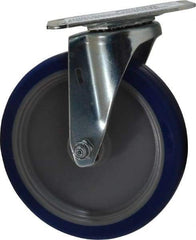 E.R. Wagner - 5" Diam x 1" Wide x 5-13/16" OAH Top Plate Mount Swivel Caster - Polyurethane, 145 Lb Capacity, Plain Bearing, 2-3/4 x 3-3/4" Plate - Americas Industrial Supply