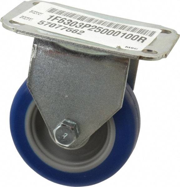 E.R. Wagner - 3" Diam x 1" Wide x 3-3/4" OAH Top Plate Mount Rigid Caster - Polyurethane, 125 Lb Capacity, Plain Bearing, 2-3/4 x 3-3/4" Plate - Americas Industrial Supply