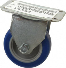 E.R. Wagner - 3" Diam x 1" Wide x 3-3/4" OAH Top Plate Mount Rigid Caster - Polyurethane, 125 Lb Capacity, Plain Bearing, 2-3/4 x 3-3/4" Plate - Americas Industrial Supply