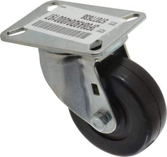 E.R. Wagner - 3-1/2" Diam x 1-1/4" Wide x 4-5/8" OAH Top Plate Mount Swivel Caster - Soft Rubber, 155 Lb Capacity, Delrin Bearing, 3-1/8 x 4-1/8" Plate - Americas Industrial Supply
