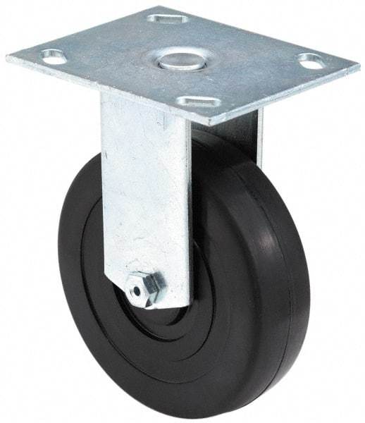 E.R. Wagner - 6" Diam x 1-1/2" Wide x 7-3/8" OAH Top Plate Mount Rigid Caster - Polypropylene, 450 Lb Capacity, Roller Bearing, 3-3/4 x 4-5/8" Plate - Americas Industrial Supply