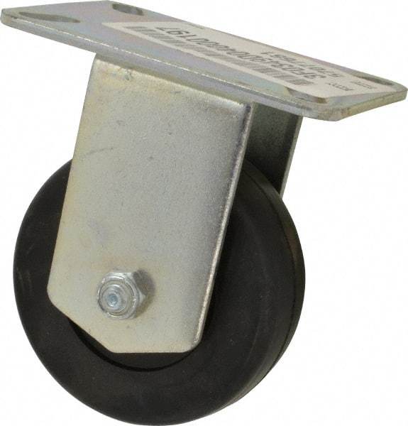 E.R. Wagner - 3-1/2" Diam x 1-1/4" Wide x 4-5/8" OAH Top Plate Mount Rigid Caster - Soft Rubber, 155 Lb Capacity, Ball Bearing, 3-1/8 x 4-1/8" Plate - Americas Industrial Supply