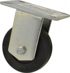E.R. Wagner - 3-1/2" Diam x 1-1/4" Wide x 4-5/8" OAH Top Plate Mount Rigid Caster - Soft Rubber, 155 Lb Capacity, Ball Bearing, 3-1/8 x 4-1/8" Plate - Americas Industrial Supply