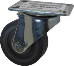 E.R. Wagner - 3-1/2" Diam x 1-1/4" Wide x 4-5/8" OAH Top Plate Mount Swivel Caster - TPR, 155 Lb Capacity, Ball Bearing, 3-1/8 x 4-1/8" Plate - Americas Industrial Supply