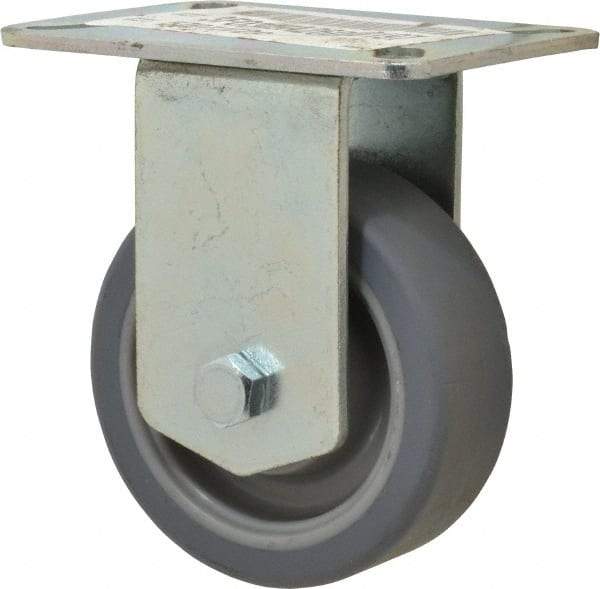 E.R. Wagner - 3-1/2" Diam x 1-1/4" Wide x 4-5/8" OAH Top Plate Mount Rigid Caster - TPR, 155 Lb Capacity, Ball Bearing, 3-1/8 x 4-1/8" Plate - Americas Industrial Supply