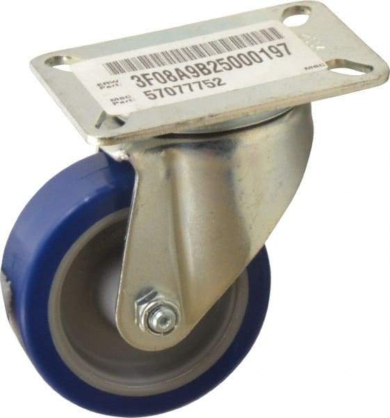 E.R. Wagner - 3-1/2" Diam x 1-1/4" Wide x 4-5/8" OAH Top Plate Mount Swivel Caster - Polyurethane, 250 Lb Capacity, Delrin Bearing, 3-1/8 x 4-1/8" Plate - Americas Industrial Supply