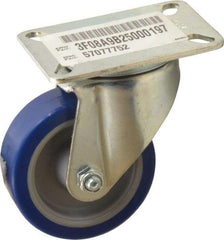 E.R. Wagner - 3-1/2" Diam x 1-1/4" Wide x 4-5/8" OAH Top Plate Mount Swivel Caster - Polyurethane, 250 Lb Capacity, Delrin Bearing, 3-1/8 x 4-1/8" Plate - Americas Industrial Supply