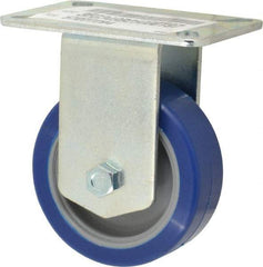 E.R. Wagner - 3-1/2" Diam x 1-1/4" Wide x 4-5/8" OAH Top Plate Mount Rigid Caster - Polyurethane, 250 Lb Capacity, Ball Bearing, 3-1/8 x 4-1/8" Plate - Americas Industrial Supply