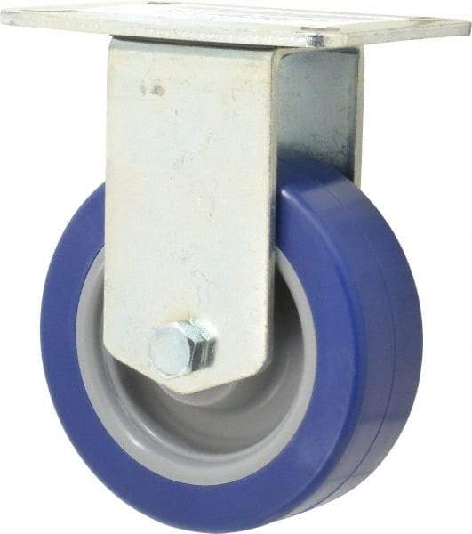 E.R. Wagner - 4" Diam x 1-1/2" Wide x 5-3/8" OAH Top Plate Mount Rigid Caster - Polyurethane, 375 Lb Capacity, Ball Bearing, 3-1/8 x 4-1/8" Plate - Americas Industrial Supply