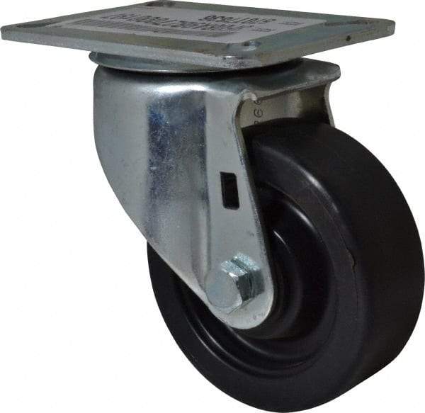 E.R. Wagner - 3-1/2" Diam x 1-1/4" Wide x 4-5/8" OAH Top Plate Mount Swivel Caster - Polypropylene, 250 Lb Capacity, Delrin Bearing, 3-1/8 x 4-1/8" Plate - Americas Industrial Supply
