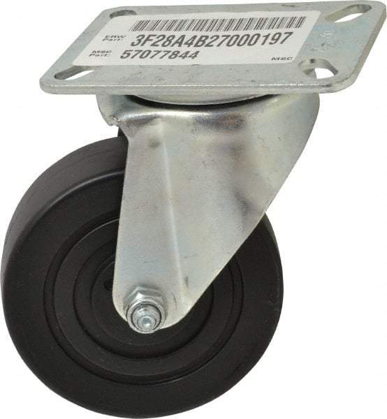 E.R. Wagner - 4" Diam x 1-3/8" Wide x 5-3/8" OAH Top Plate Mount Swivel Caster - Polypropylene, 375 Lb Capacity, Delrin Bearing, 3-1/8 x 4-1/8" Plate - Americas Industrial Supply