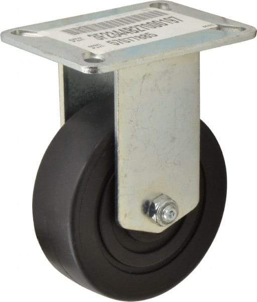 E.R. Wagner - 4" Diam x 1-3/8" Wide x 5-3/8" OAH Top Plate Mount Rigid Caster - Polypropylene, 375 Lb Capacity, Ball Bearing, 3-1/8 x 4-1/8" Plate - Americas Industrial Supply