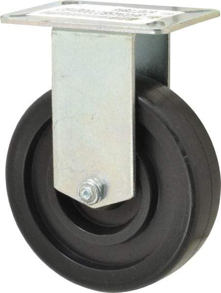 E.R. Wagner - 5" Diam x 1-3/8" Wide x 6-3/8" OAH Top Plate Mount Rigid Caster - Polypropylene, 450 Lb Capacity, Ball Bearing, 3-1/8 x 4-1/8" Plate - Americas Industrial Supply