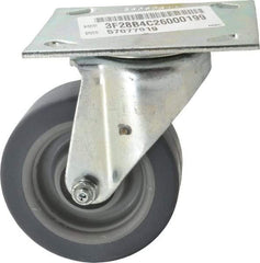 E.R. Wagner - 4" Diam x 1-1/2" Wide x 5-3/8" OAH Top Plate Mount Swivel Caster - TPR, 200 Lb Capacity, Roller Bearing, 3-3/4 x 4-5/8" Plate - Americas Industrial Supply