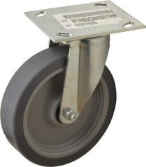 E.R. Wagner - 6" Diam x 1-1/2" Wide x 7-3/8" OAH Top Plate Mount Swivel Caster - TPR, 280 Lb Capacity, Roller Bearing, 3-3/4 x 4-5/8" Plate - Americas Industrial Supply