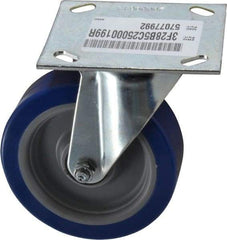 E.R. Wagner - 5" Diam x 1-1/2" Wide x 6-3/8" OAH Top Plate Mount Swivel Caster - Polyurethane, 450 Lb Capacity, Roller Bearing, 3-3/4 x 4-5/8" Plate - Americas Industrial Supply