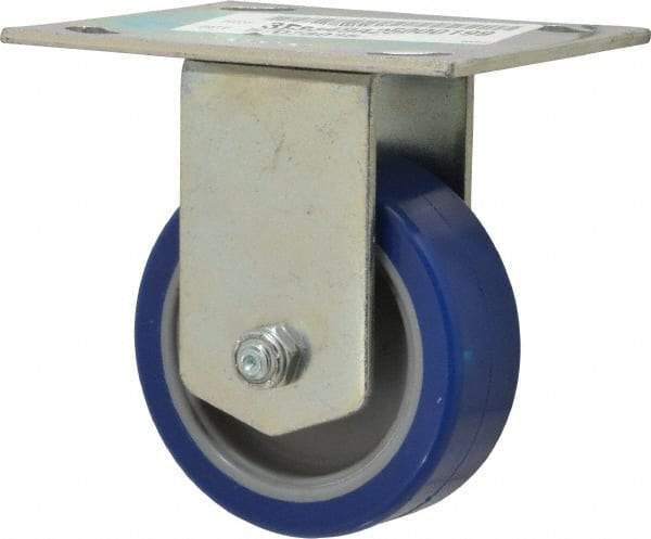 E.R. Wagner - 3-1/2" Diam x 1-1/4" Wide x 4-5/8" OAH Top Plate Mount Rigid Caster - Polyurethane, 250 Lb Capacity, Ball Bearing, 3-3/4 x 4-5/8" Plate - Americas Industrial Supply