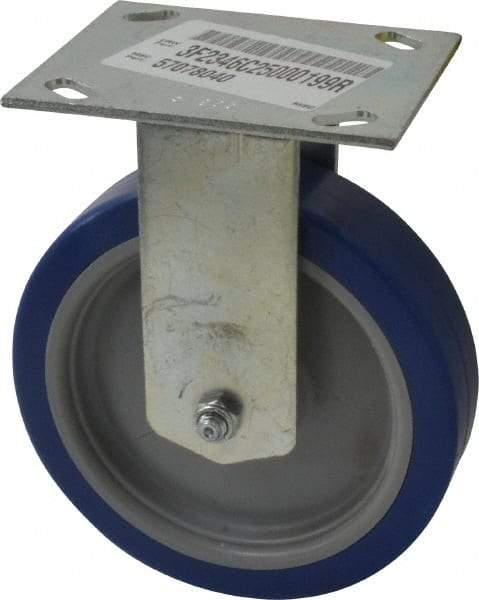 E.R. Wagner - 6" Diam x 1-1/2" Wide x 7-3/8" OAH Top Plate Mount Rigid Caster - Polyurethane, 450 Lb Capacity, Roller Bearing, 3-3/4 x 4-5/8" Plate - Americas Industrial Supply
