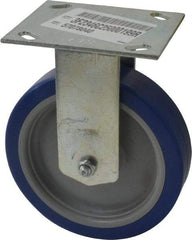 E.R. Wagner - 6" Diam x 1-1/2" Wide x 7-3/8" OAH Top Plate Mount Rigid Caster - Polyurethane, 450 Lb Capacity, Roller Bearing, 3-3/4 x 4-5/8" Plate - Americas Industrial Supply