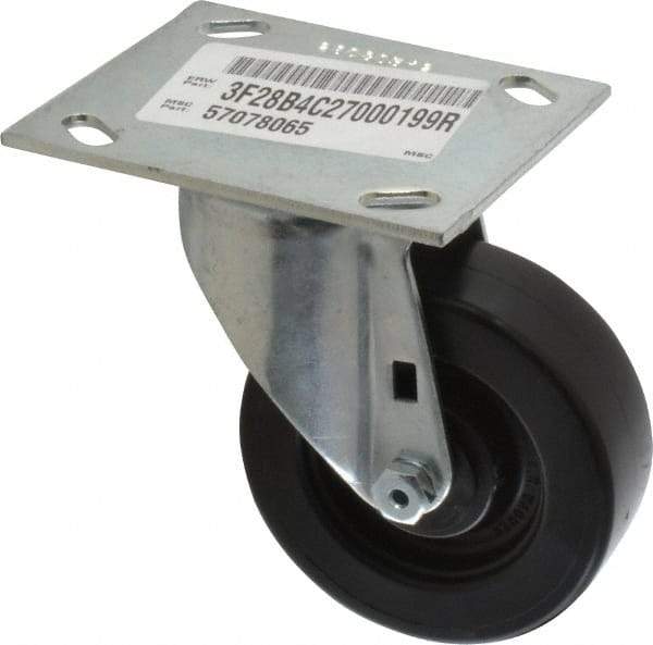 E.R. Wagner - 4" Diam x 1-3/8" Wide x 5-3/8" OAH Top Plate Mount Swivel Caster - Polypropylene, 375 Lb Capacity, Roller Bearing, 3-3/4 x 4-5/8" Plate - Americas Industrial Supply