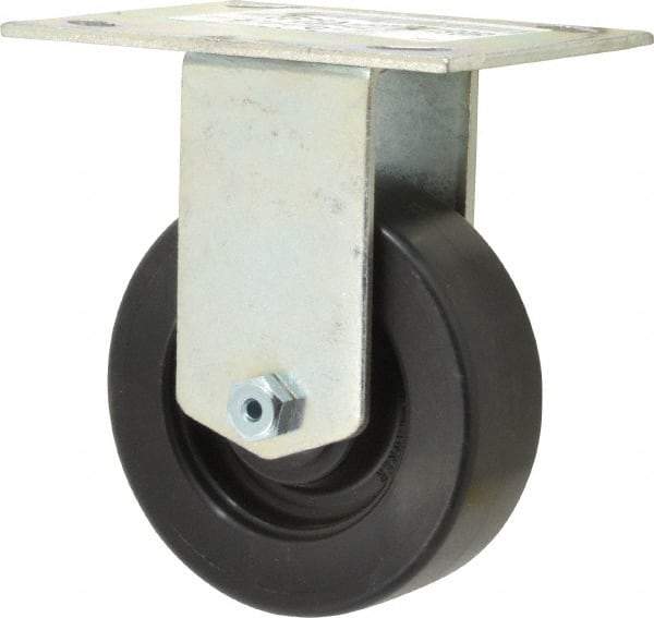 E.R. Wagner - 4" Diam x 1-3/8" Wide x 5-3/8" OAH Top Plate Mount Rigid Caster - Polypropylene, 375 Lb Capacity, Roller Bearing, 3-3/4 x 4-5/8" Plate - Americas Industrial Supply