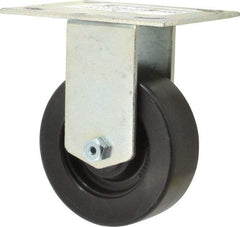 E.R. Wagner - 4" Diam x 1-3/8" Wide x 5-3/8" OAH Top Plate Mount Rigid Caster - Polypropylene, 375 Lb Capacity, Roller Bearing, 3-3/4 x 4-5/8" Plate - Americas Industrial Supply