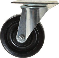 E.R. Wagner - 5" Diam x 1-1/2" Wide x 6-3/8" OAH Top Plate Mount Swivel Caster - Phenolic, 450 Lb Capacity, Roller Bearing, 3-3/4 x 4-5/8" Plate - Americas Industrial Supply