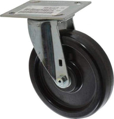 E.R. Wagner - 6" Diam x 1-1/2" Wide x 7-3/8" OAH Top Plate Mount Swivel Caster - Phenolic, 450 Lb Capacity, Roller Bearing, 3-3/4 x 4-5/8" Plate - Americas Industrial Supply