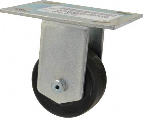 E.R. Wagner - 3" Diam x 1-1/2" Wide x 4-3/8" OAH Top Plate Mount Rigid Caster - Phenolic, 350 Lb Capacity, Roller Bearing, 3-3/4 x 4-5/8" Plate - Americas Industrial Supply