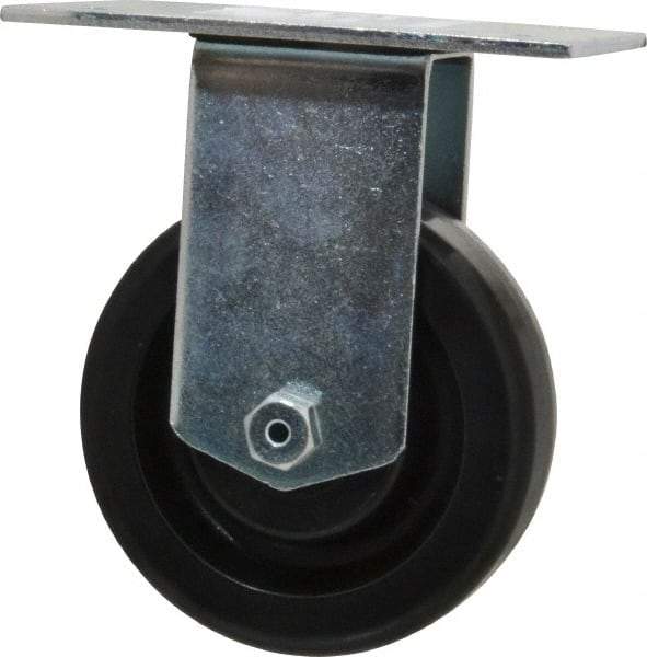 E.R. Wagner - 4" Diam x 1-1/2" Wide x 5-3/8" OAH Top Plate Mount Rigid Caster - Phenolic, 450 Lb Capacity, Roller Bearing, 3-3/4 x 4-5/8" Plate - Americas Industrial Supply
