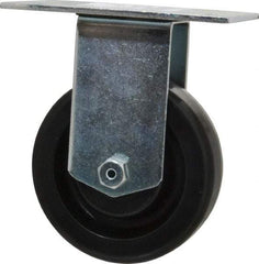 E.R. Wagner - 4" Diam x 1-1/2" Wide x 5-3/8" OAH Top Plate Mount Rigid Caster - Phenolic, 450 Lb Capacity, Roller Bearing, 3-3/4 x 4-5/8" Plate - Americas Industrial Supply