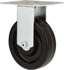 E.R. Wagner - 5" Diam x 1-1/2" Wide x 6-3/8" OAH Top Plate Mount Rigid Caster - Phenolic, 450 Lb Capacity, Roller Bearing, 3-3/4 x 4-5/8" Plate - Americas Industrial Supply