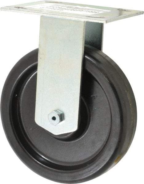 E.R. Wagner - 6" Diam x 1-1/2" Wide x 7-3/8" OAH Top Plate Mount Rigid Caster - Phenolic, 450 Lb Capacity, Roller Bearing, 3-3/4 x 4-5/8" Plate - Americas Industrial Supply