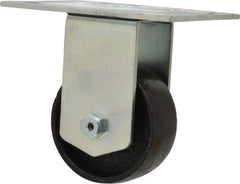 E.R. Wagner - 3" Diam x 1-1/4" Wide x 4-3/8" OAH Top Plate Mount Rigid Caster - Semi-Steel, 450 Lb Capacity, Roller Bearing, 3-3/4 x 4-5/8" Plate - Americas Industrial Supply