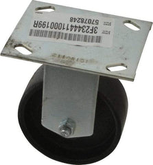 E.R. Wagner - 4" Diam x 1-1/2" Wide x 5-3/8" OAH Top Plate Mount Rigid Caster - Semi-Steel, 450 Lb Capacity, Roller Bearing, 3-3/4 x 4-5/8" Plate - Americas Industrial Supply
