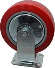 E.R. Wagner - 6" Diam x 2" Wide x 7-1/2" OAH Top Plate Mount Rigid Caster - Polyurethane, 700 Lb Capacity, Roller Bearing, 2-3/4 x 3-3/4" Plate - Americas Industrial Supply