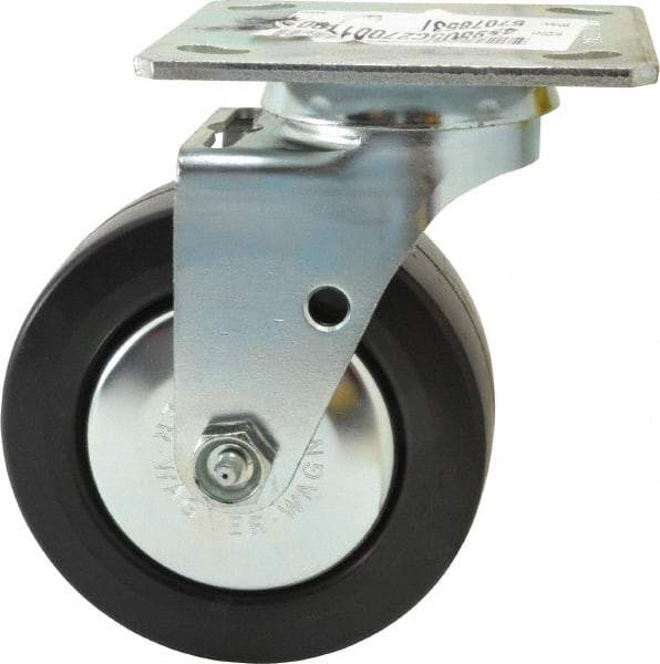 E.R. Wagner - 5" Diam x 2" Wide x 6-1/2" OAH Top Plate Mount Swivel Caster - Polypropylene, 650 Lb Capacity, Roller Bearing, 4 x 4-1/2" Plate - Americas Industrial Supply