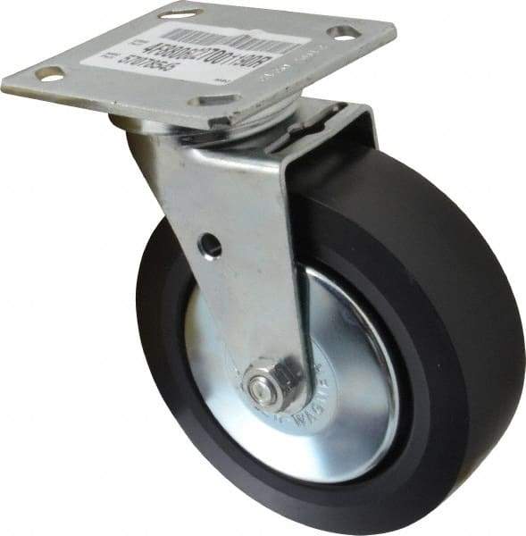 E.R. Wagner - 6" Diam x 2" Wide x 7-1/2" OAH Top Plate Mount Swivel Caster - Polypropylene, 700 Lb Capacity, Roller Bearing, 4 x 4-1/2" Plate - Americas Industrial Supply