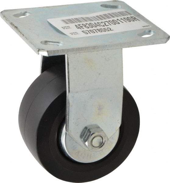 E.R. Wagner - 4" Diam x 2" Wide x 5-5/8" OAH Top Plate Mount Rigid Caster - Polypropylene, 600 Lb Capacity, Roller Bearing, 4 x 4-1/2" Plate - Americas Industrial Supply