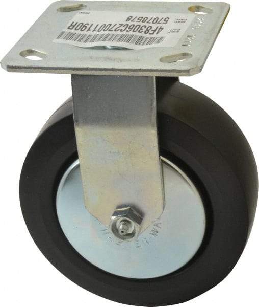 E.R. Wagner - 6" Diam x 2" Wide x 7-1/2" OAH Top Plate Mount Rigid Caster - Polypropylene, 700 Lb Capacity, Roller Bearing, 4 x 4-1/2" Plate - Americas Industrial Supply
