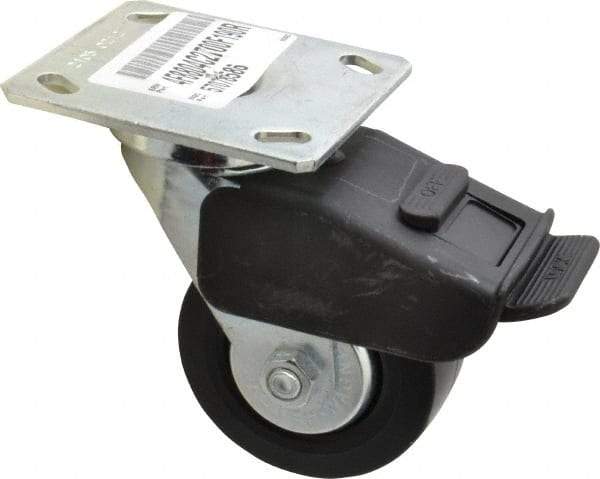 E.R. Wagner - 4" Diam x 2" Wide x 5-5/8" OAH Top Plate Mount Swivel Caster with Brake - Polypropylene, 600 Lb Capacity, Roller Bearing, 4 x 4-1/2" Plate - Americas Industrial Supply