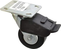E.R. Wagner - 4" Diam x 2" Wide x 5-5/8" OAH Top Plate Mount Swivel Caster with Brake - Polypropylene, 600 Lb Capacity, Roller Bearing, 4 x 4-1/2" Plate - Americas Industrial Supply