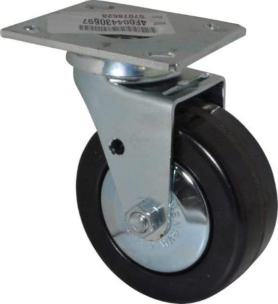 E.R. Wagner - 5" Diam x 2" Wide x 6-1/2" OAH Top Plate Mount Swivel Caster - Phenolic, 650 Lb Capacity, Roller Bearing, 4 x 4-1/2" Plate - Americas Industrial Supply