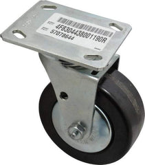 E.R. Wagner - 4" Diam x 2" Wide x 5-5/8" OAH Top Plate Mount Rigid Caster - Phenolic, 600 Lb Capacity, Roller Bearing, 4 x 4-1/2" Plate - Americas Industrial Supply