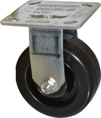 E.R. Wagner - 5" Diam x 2" Wide x 6-1/2" OAH Top Plate Mount Rigid Caster - Phenolic, 650 Lb Capacity, Roller Bearing, 4 x 4-1/2" Plate - Americas Industrial Supply