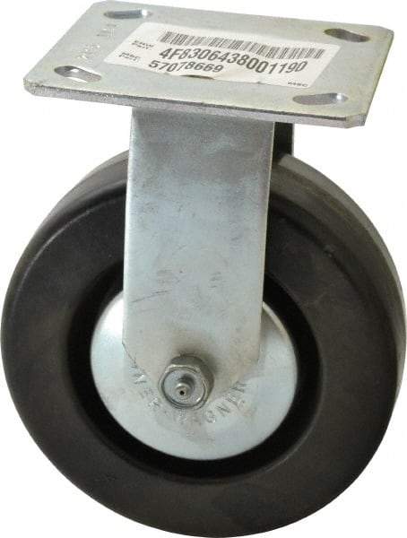 E.R. Wagner - 6" Diam x 2" Wide x 7-1/2" OAH Top Plate Mount Rigid Caster - Phenolic, 700 Lb Capacity, Roller Bearing, 4 x 4-1/2" Plate - Americas Industrial Supply