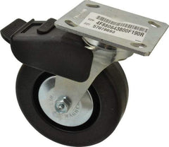 E.R. Wagner - 6" Diam x 2" Wide x 7-1/2" OAH Top Plate Mount Swivel Caster with Brake - Phenolic, 700 Lb Capacity, Roller Bearing, 4 x 4-1/2" Plate - Americas Industrial Supply